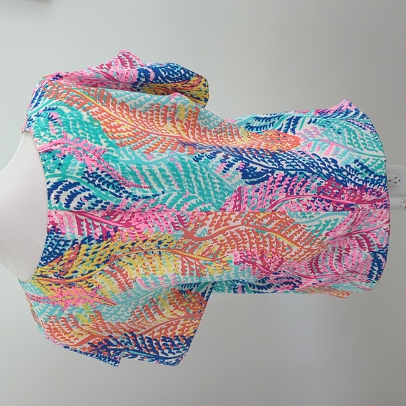 Lilly Pulitzer Asher Silk Blouse Top Electric Feel size Medium - Picture 5 of 11